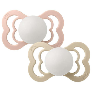 BIBS Symmetrisk Supreme Napp - 2-pack - Stl. 2 - Naturgummi - GLOW - Blush/Vanilla