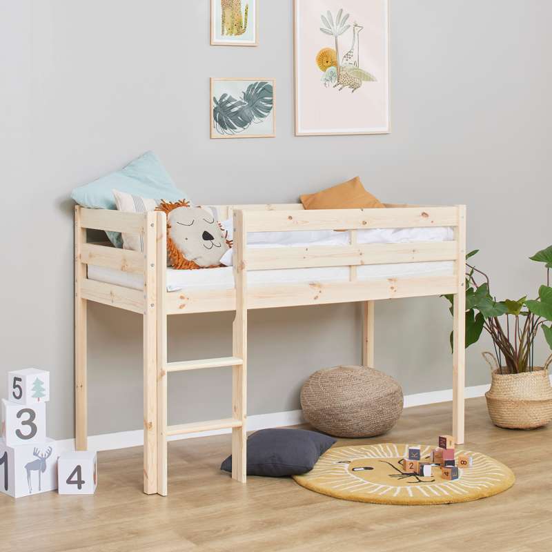 Hoppekids ECO Comfort - Halvhög Säng (Flera Storlekar) - Natur