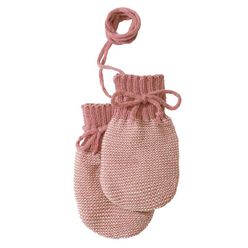 Disana Knitted Mittens - Merino wool - 36-40 cm - - Rosa/Natur