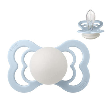 BIBS Symmetrisk Supreme-napp - strl. 2 - Silikon - GLOW - Baby Blue 