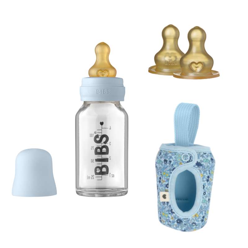 BIBS Flaskpaket - No3 - Liten - Babyblå/Kamomillgräsmatta 