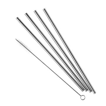 Pulito SteelStraw Stålsugrör m. Borste - 4-Pack - Rakt - 22 cm./6mm.