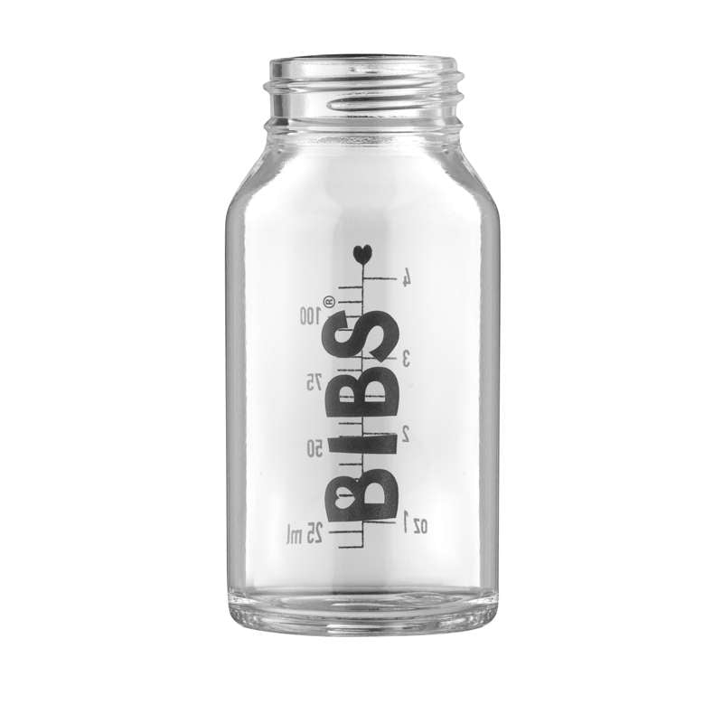 BIBS Flaska - Tillbehör - Liten Nappflaska i Glas - 110 ml.
