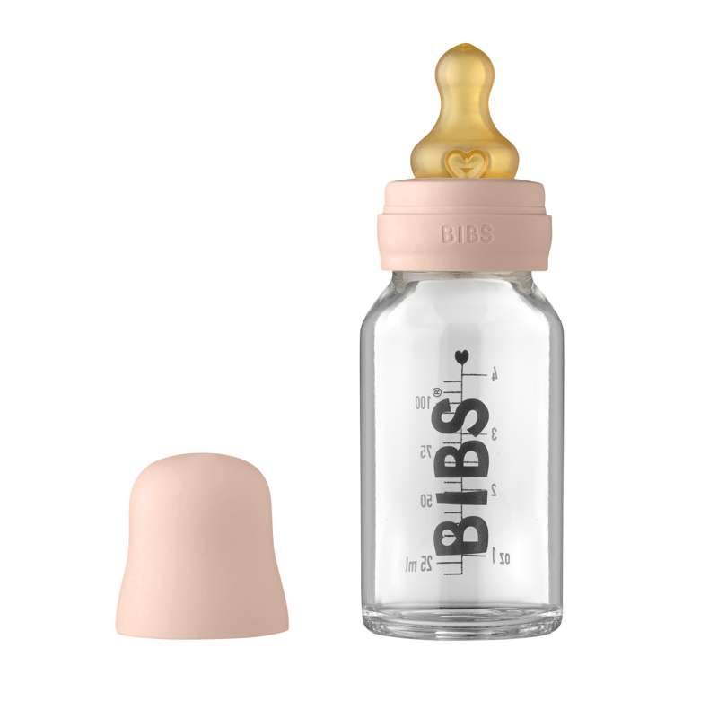 BIBS Flaska - Sutteflaskesätt - Glas - Latex/Rund - 110 ml. - Blush 