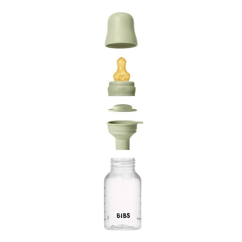 BIBS Bottle - Nappflaskeset - Plast - naturgummi/Slow Flow/Rund - 150ml - Sage 