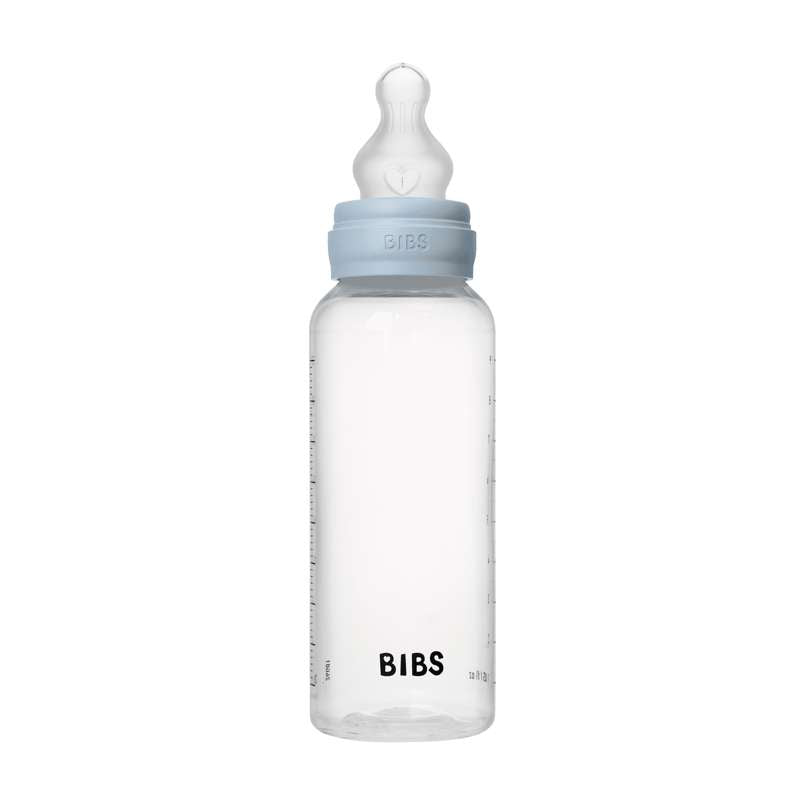 BIBS Bottle - Nappflaskset - Plast - Silikon/Medium Flow/Rund - 270 ml. - Baby Blue
