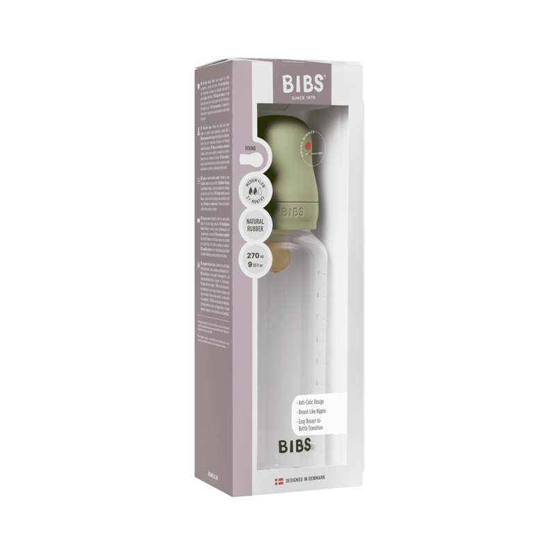 BIBS Flaska - Nappflaskset - Plast - naturgummi/Medium Flow/Rund - 270ml - Sage 