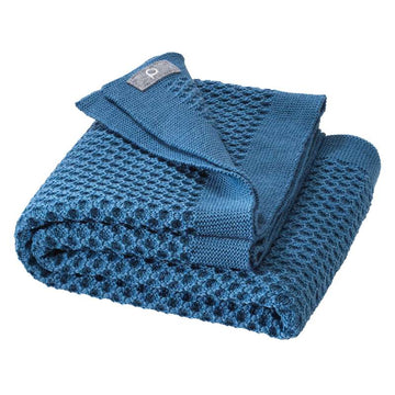 Disana Honeycomb Babytæppe - Merinould - 80x100 cm. - Dove Blue