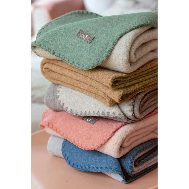 Disana Dobbeltsidet Babytæppe - Merinould - 80x100 cm. - Soft Pink/Natural