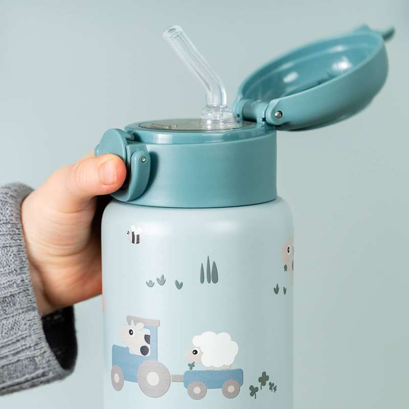 Done by Deer Termosflaska m. sugrör - Tiny Trails - 340 ml - Blå 