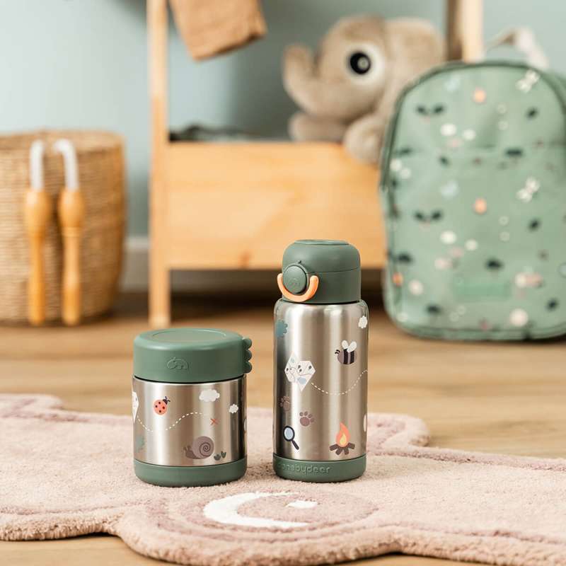 Done by Deer Termosflaska m. sugrör - Tiny Trails - 340 ml - Grön 