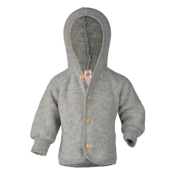 Engel Natur Babyjacka - Ullfleece med huva - Grey Melange