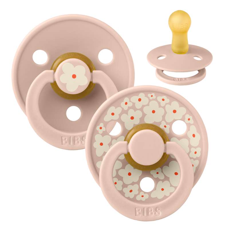 Bibs Rund Colour Napp - 2-Pack - strl. 2 - naturgummi - Studio - Jasmine - Blush/Blush 