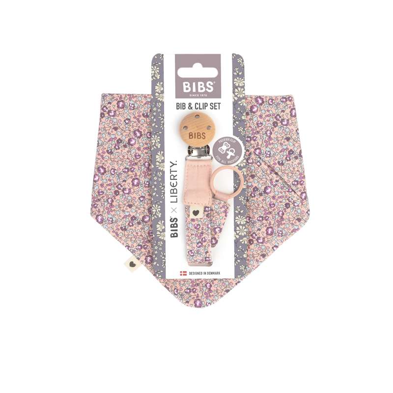 BIBS Tillbehör - Bandana Snytpåse och Nappsnodd - Liberty - Eloise/Blush 