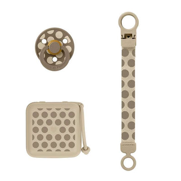 BIBS Baby Gavesæt - Studio Polka - Soothe & Go - Naturgummi - Str. 2 - Vanilla