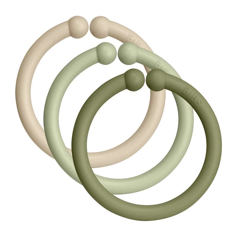 BIBS Loops - Upphängningsringar - 12-Pack - Vanilj/Salvia/Olive 