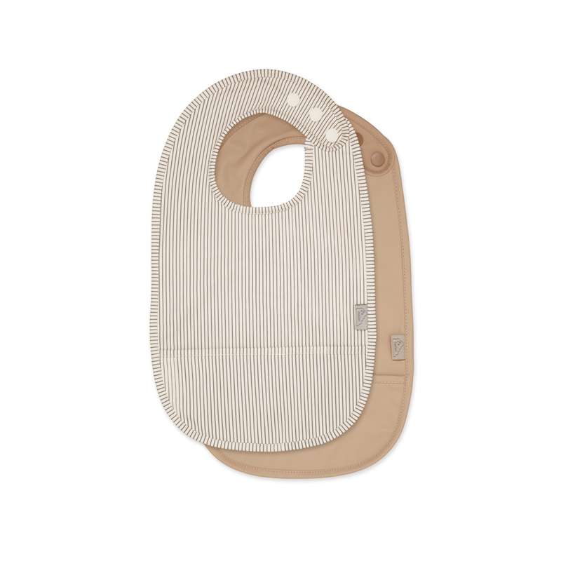 Cam Cam Copenhagen Haklappar med ficka - 2-pack - Classic Stripes Camel