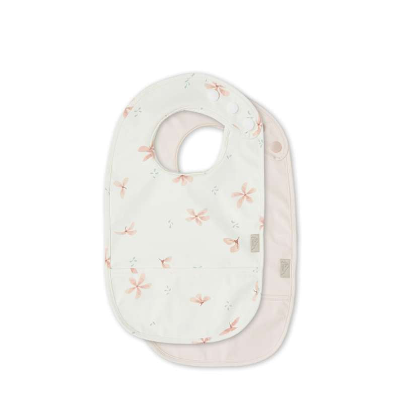 Cam Cam Copenhagen Haklappar med ficka - 2-pack - Windflower Creme/Blossom Pink