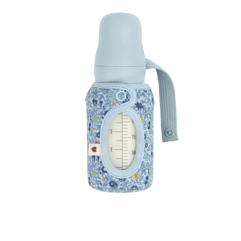BIBS Flaska - Ärmlängd för Sutteflaska - Liten - 110 ml. - Kamomillgräsmatta/Babyblå 