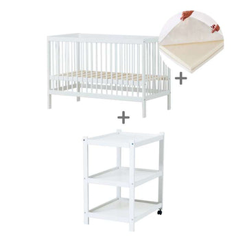 Hoppekids IDA-MARIE Bundle - Spjälsäng med Linnemadrass och IDA-MARIE Skötbord