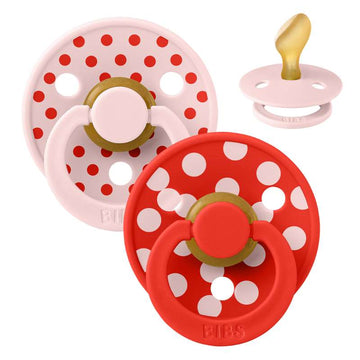 BIBS Anatomisk Colour Sut - 2-pack - strl. 2 - naturgummi - Polka Studio - Blossom/Candy Apple 