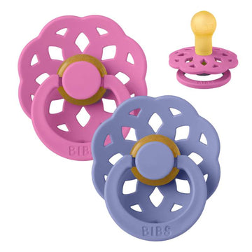 BIBS Rund Bohemnapp - 2-pack - strl. 1 - naturgummi - Bubblegum/Peri 