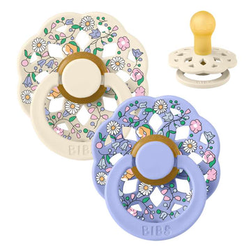 BIBS Rund bohemisk napp - 2-pack - strl. 1 - naturgummi - Liberty - Chloe Meadow/Ivory Mix 