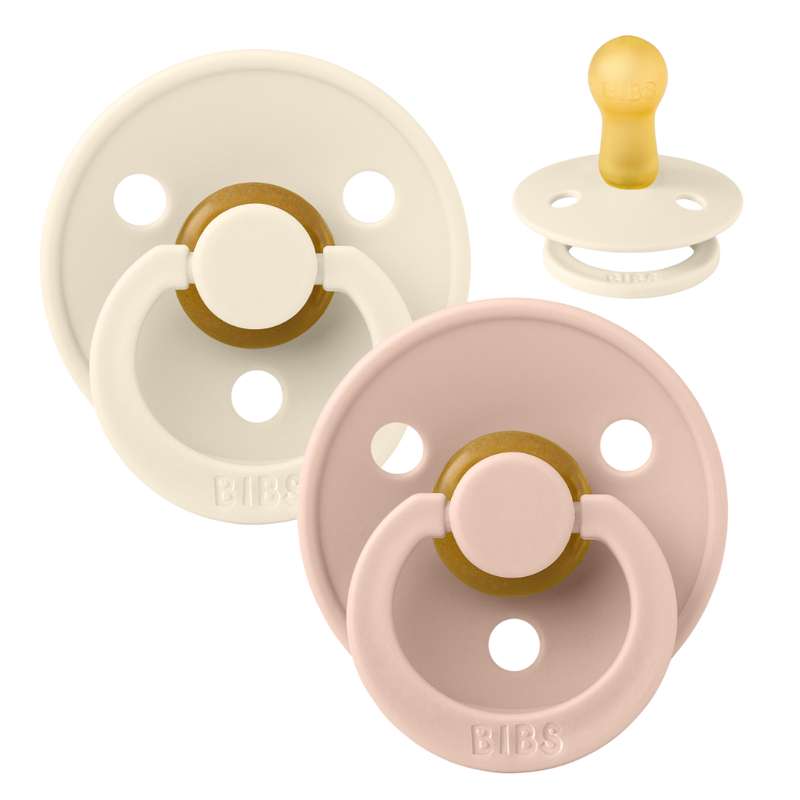 BIBS Rund Färg Sut - 2-Pack - Str. 2 - Naturgummi - Ivory/Blush