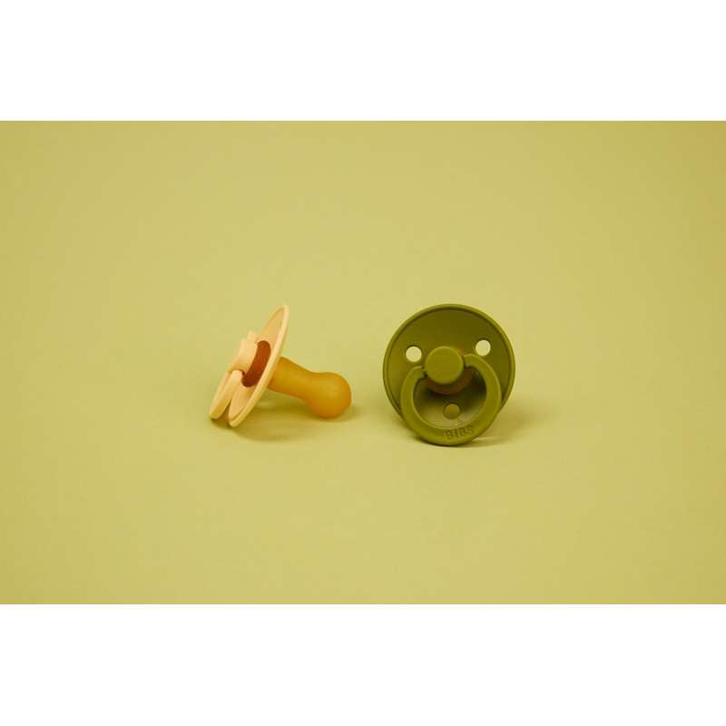 BIBS Rund Colour Sut - 2-Pak - Str. 3 - Naturgummi - Pale Butter/Wasabi