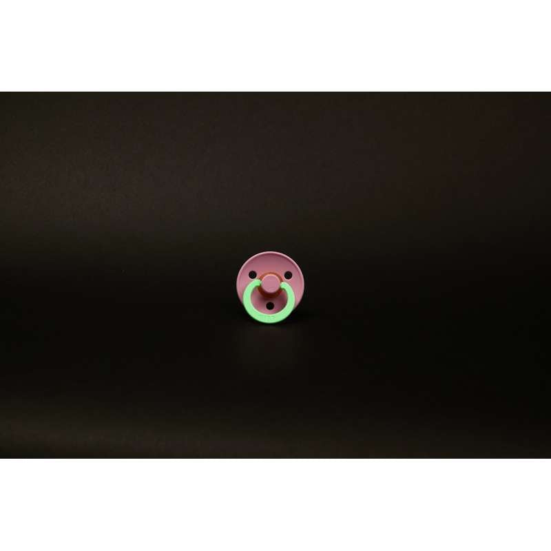 BIBS Rund Colour Sut - Str. 2 - Naturgummi - GLOW - Baby Pink