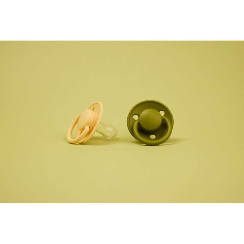 BIBS Rund De Lux Sut - 2-Pak - Onesize - Silikone - Pale Butter/Wasabi