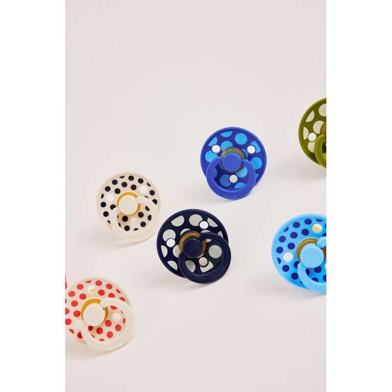 BIBS Rund Colour Sut - Str. 2 - Naturgummi - Medium Polka Studio - Ivory/Tango