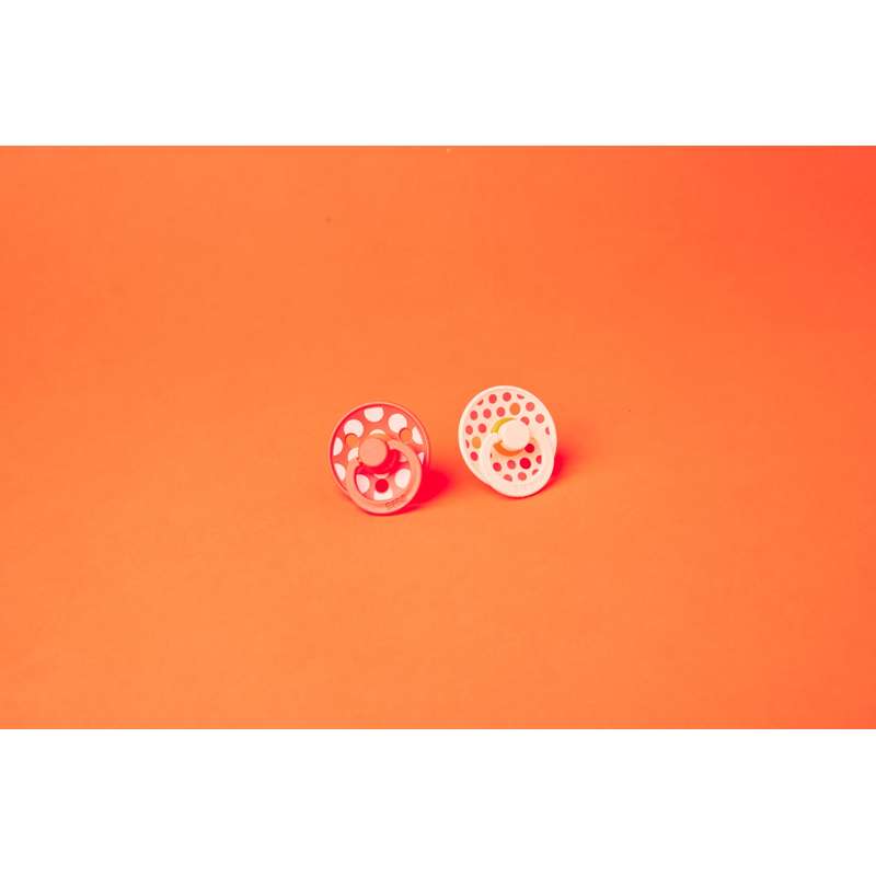 BIBS Rund Colour Sut - 2-Pak - Str. 2 - Naturgummi - Mix Polka Studio - Ivory/Tango