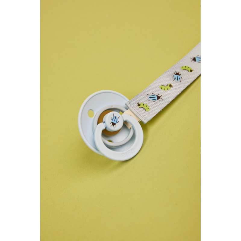 BIBS Accessories - Pacifier Clip Ribbon - Caterpillar/Beetle Studio - Dusty Blue