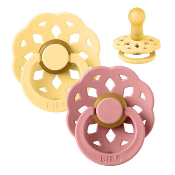 Bibs Boheme Napp - 2-Pack - strl. 2 - naturgummi - Ljus Smör/Dammig Rosa 