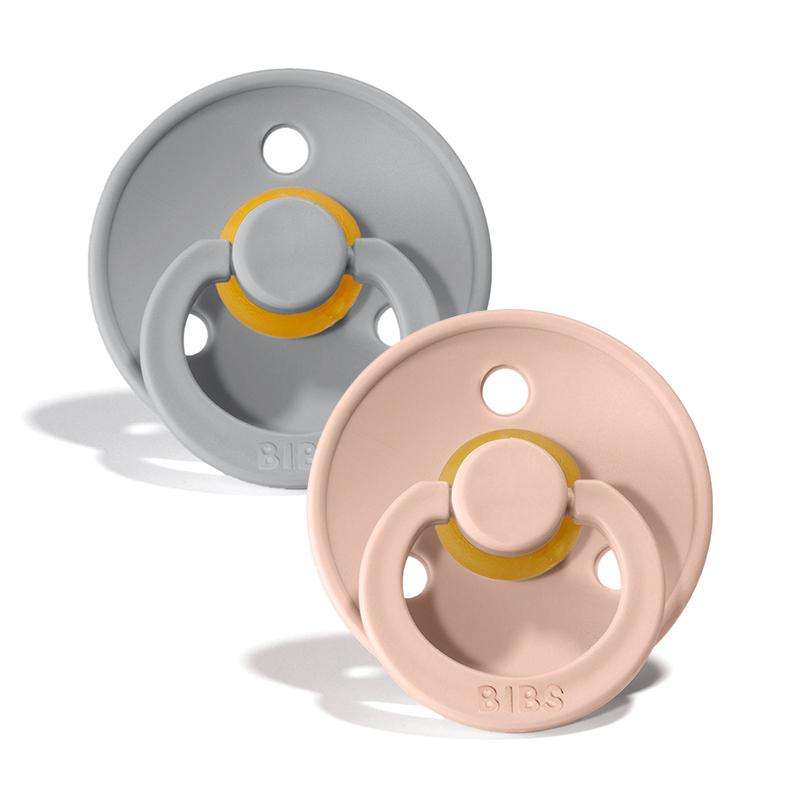 Bibs Rund Colour Napp - 2-Pack - strl. 1 - naturgummi - Moln/Blush 