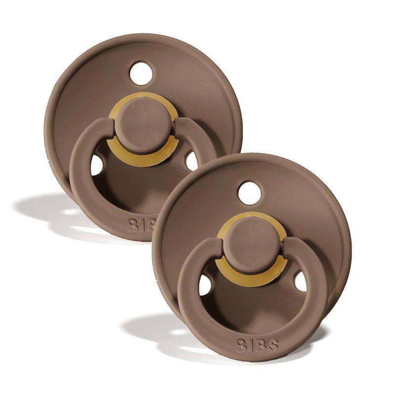 Bibs Rund Colour Napp - 2-Pack - strl. 1 - naturgummi - Mörk ek/Mörk ek 