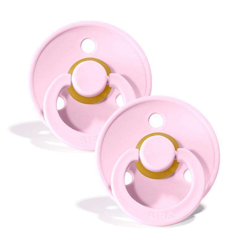 Bibs Rund Colour Napp - 2-Pack - strl. 1 - naturgummi - Baby Rosa/Baby Rosa 