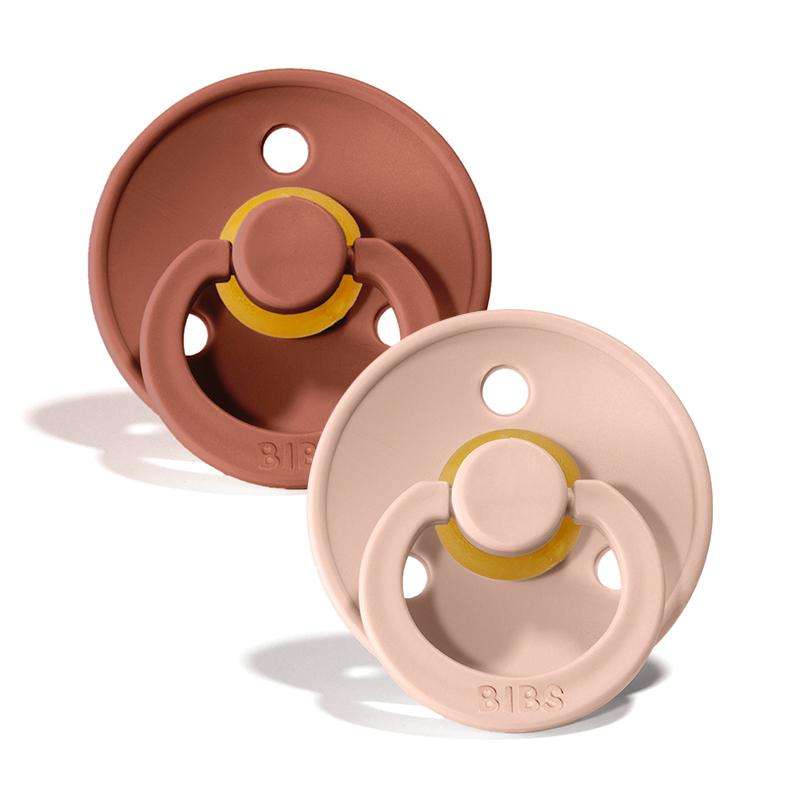 Bibs Rund Colour Napp - 2-Pack - strl. 1 - naturgummi - Woodchuck/Blush 