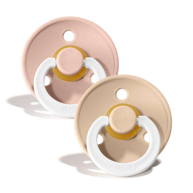 Bibs Rund Colour Napp - 2-Pack - strl. 1 - naturgummi - GLOW - Blush/Vanilj 