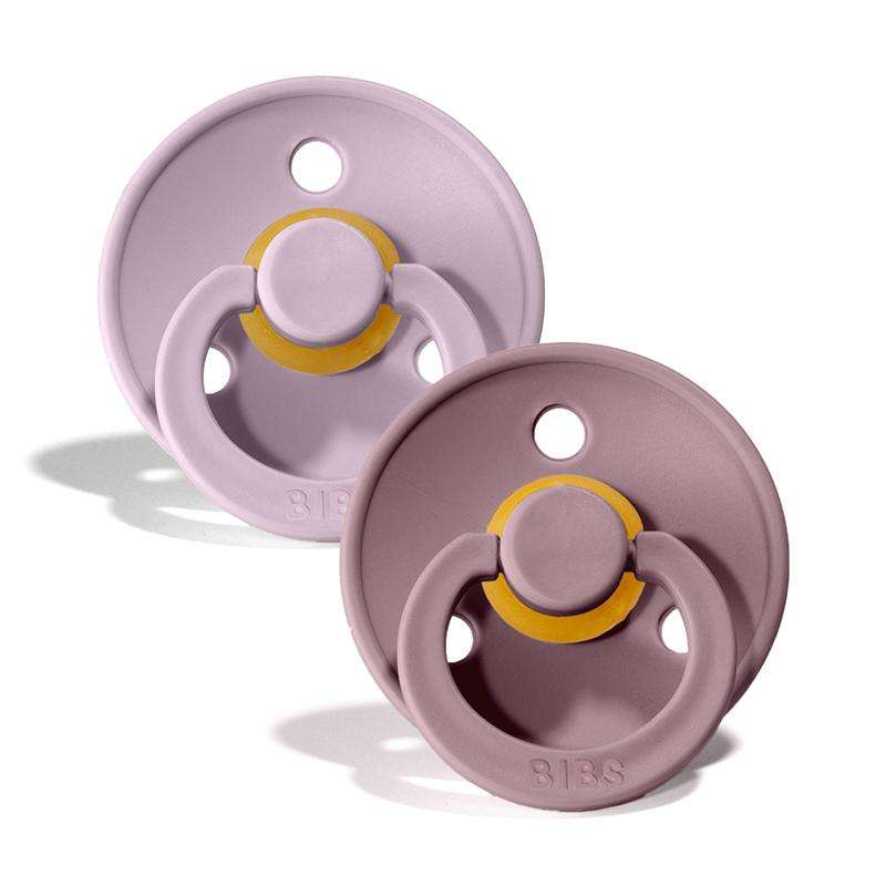 Bibs Rund Colour Napp - 2-Pack - strl. 1 - naturgummi - Dämpad Lila/Heather 