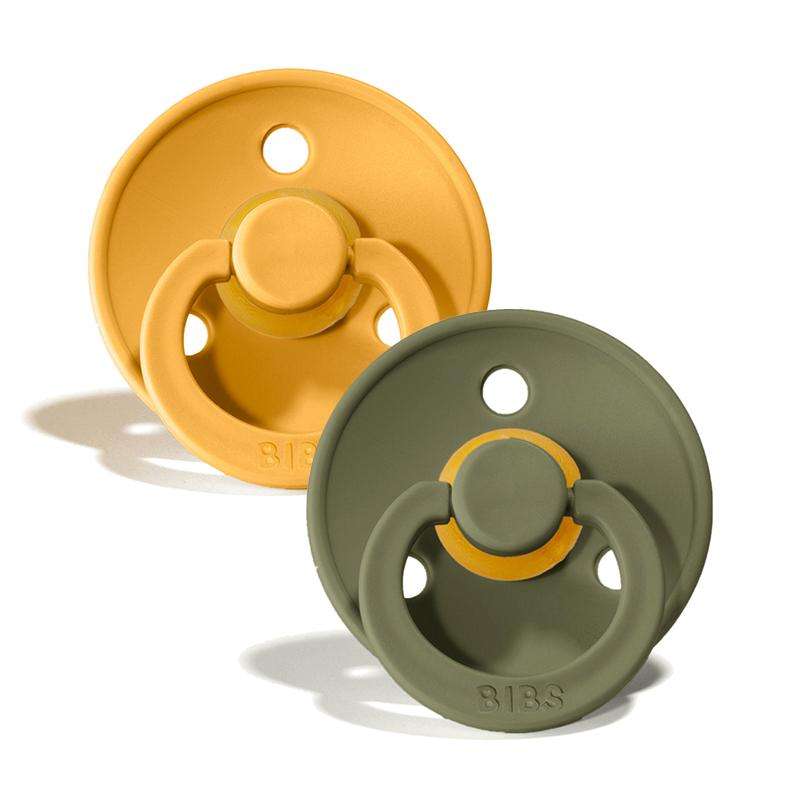 Bibs Rund Colour Napp - 2-Pack - strl. 1 - naturgummi - Honungsbi/Olja 