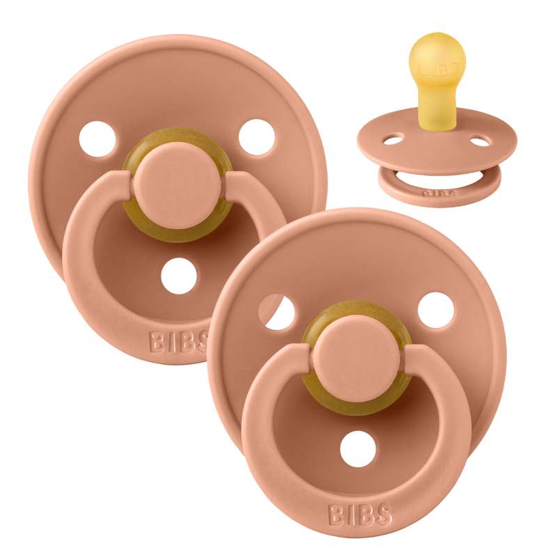 Bibs Rund Colour Napp - 2-Pack - strl. 1 - naturgummi - Persika/Persika 