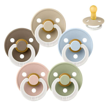 Bibs Rund Colour Napp - Sampak - 5 st. - strl. 2 - Sov gott lilla vän - GLOW 