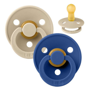 Bibs Rund Colour Napp - 2-Pack - strl. 2 - naturgummi - Vanilj/Kornblomma 