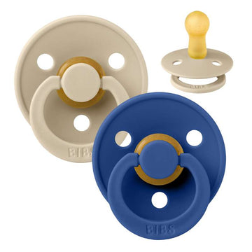Bibs Rund Colour Napp - 2-Pack - strl. 2 - naturgummi - Vanilj/Kornblomma 