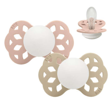 BIBS Symmetrisk Infinity Napp - 2-pack - Stl. 2 - Silikon - GLOW - Blush/Vanilla