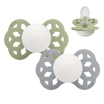 BIBS Symmetrisk Infinity napp - 2-pack - Stl. 2 - Silikon - GLOW - Sage/Cloud
