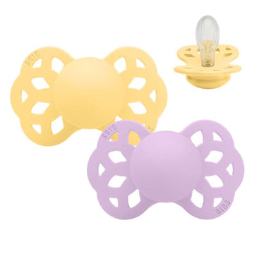 BIBS Symmetrisk Infinity Napp - 2-pack - Stl. 2 - Silikon - Pale Butter/Violet Sky