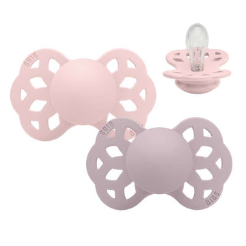 BIBS Symmetrisk Infinity napp - 2-pack - Stl. 1 - Silikon - Blossom/Dusky Lilac